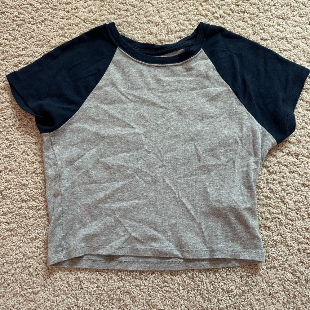 Hollister Gray and Navy Raglan Tee